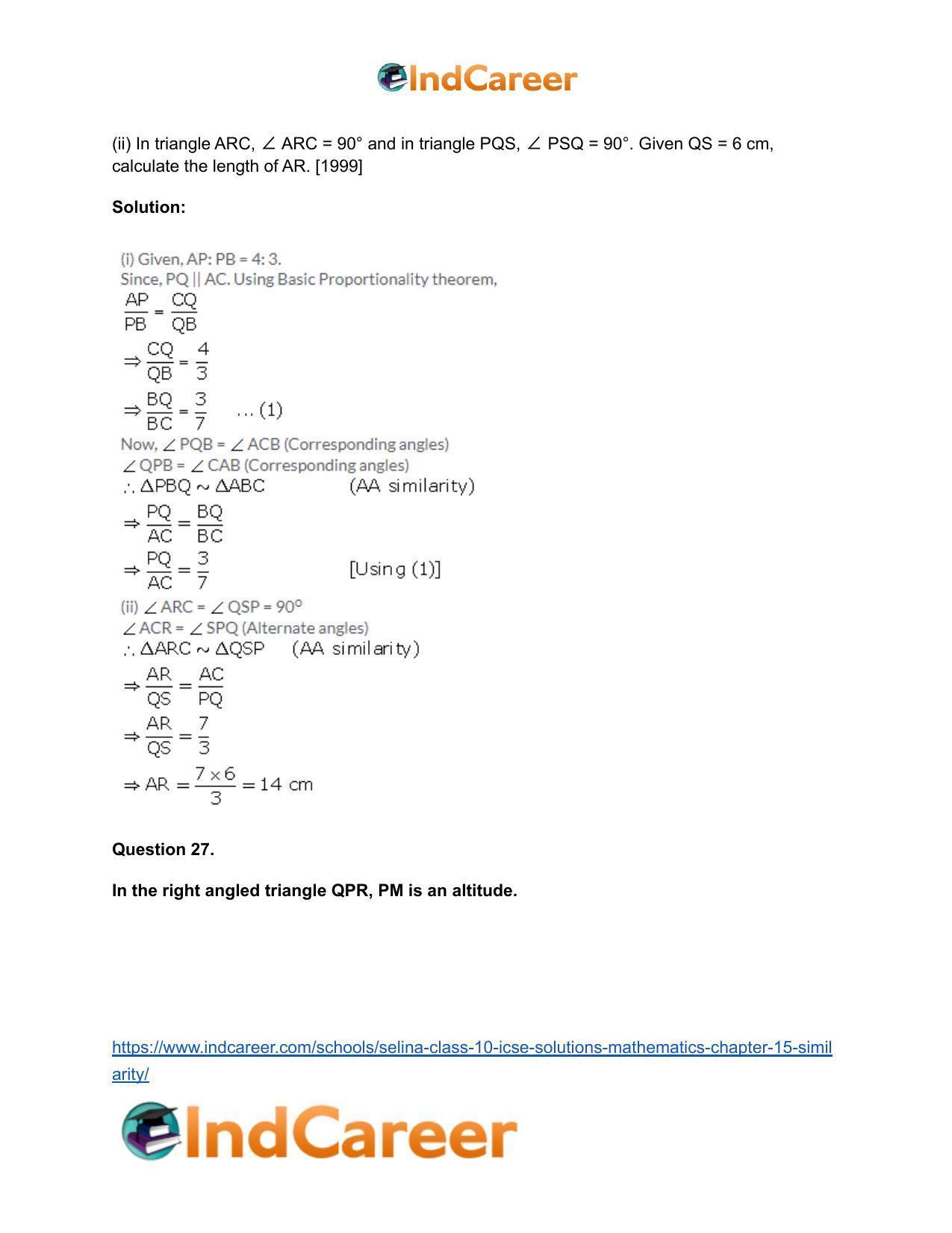 Selina Class 10 ICSE Solutions Mathematics : Chapter 15- Similarity - Page 32