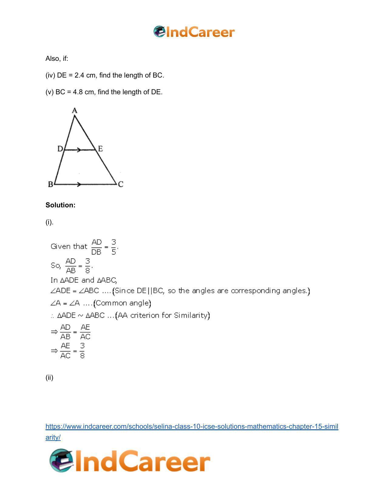 Selina Class 10 ICSE Solutions Mathematics : Chapter 15- Similarity - Page 35
