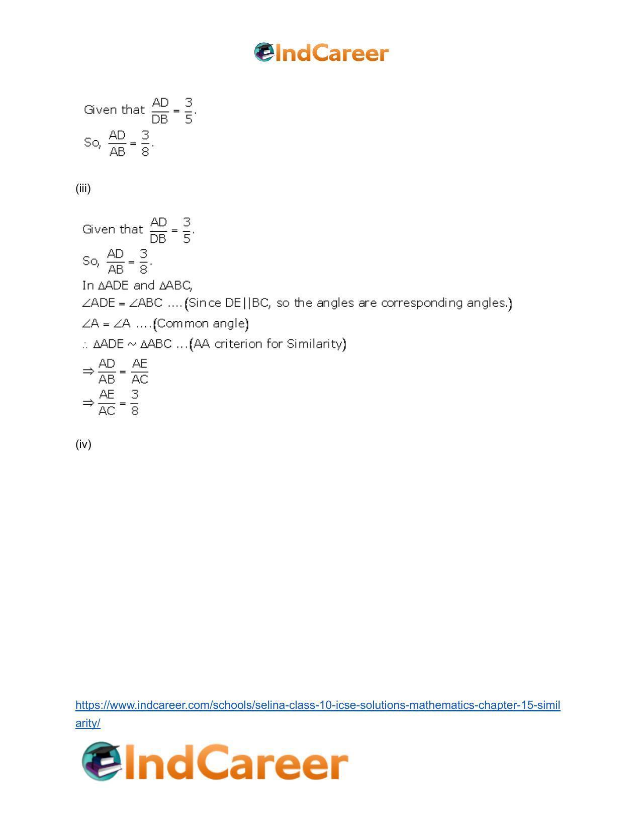 Selina Class 10 ICSE Solutions Mathematics : Chapter 15- Similarity - Page 36