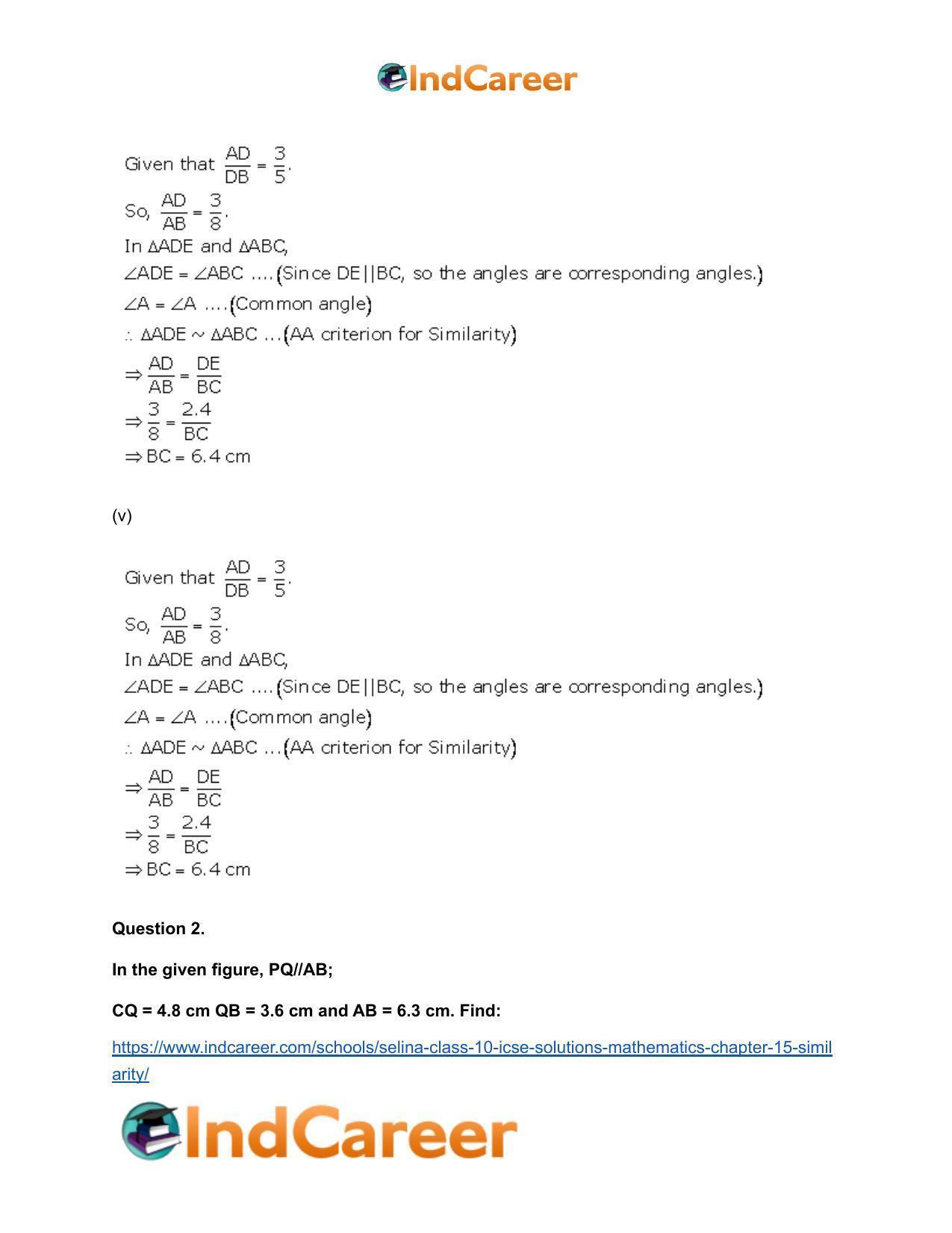 Selina Class 10 ICSE Solutions Mathematics : Chapter 15- Similarity - Page 37
