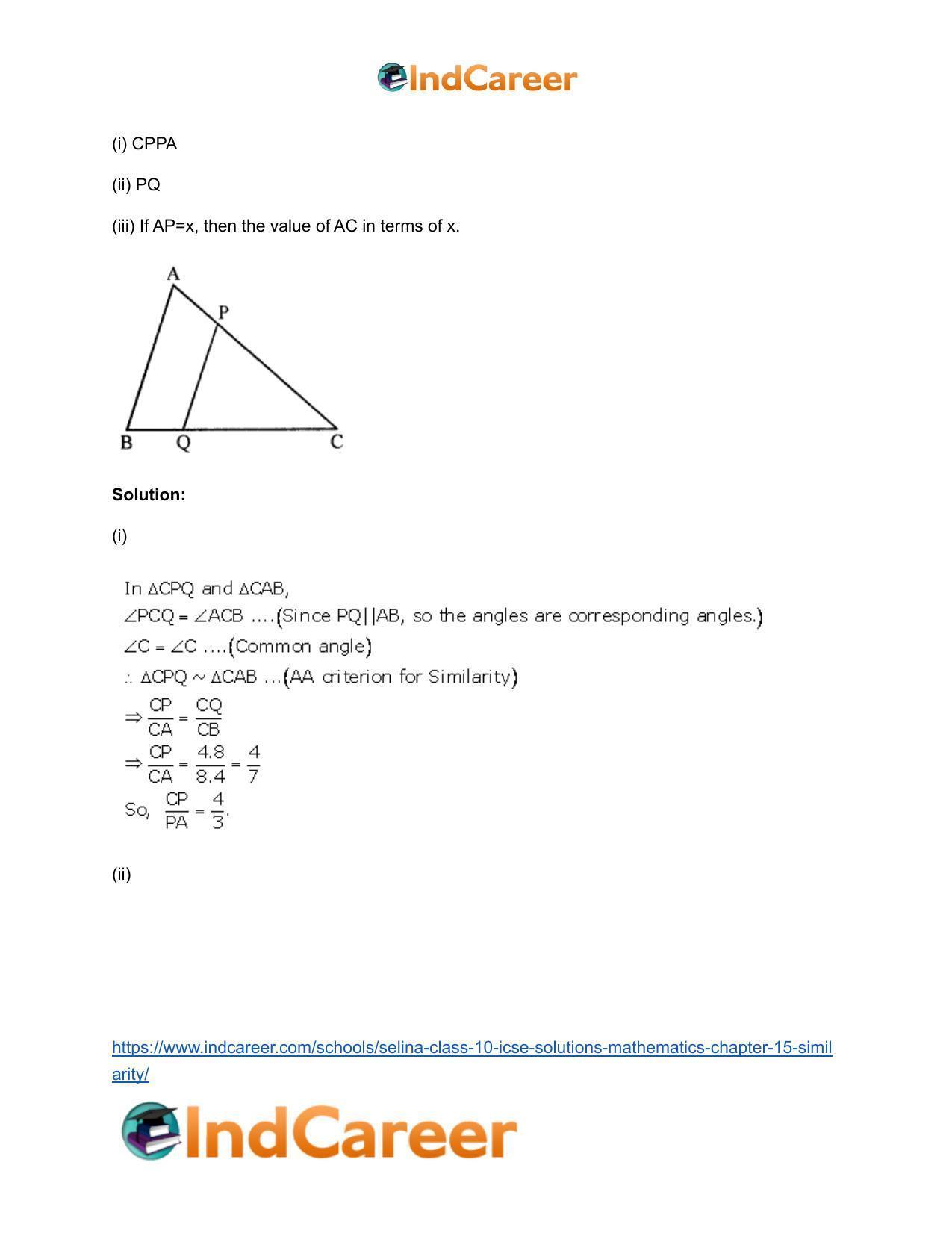 Selina Class 10 ICSE Solutions Mathematics : Chapter 15- Similarity - Page 38