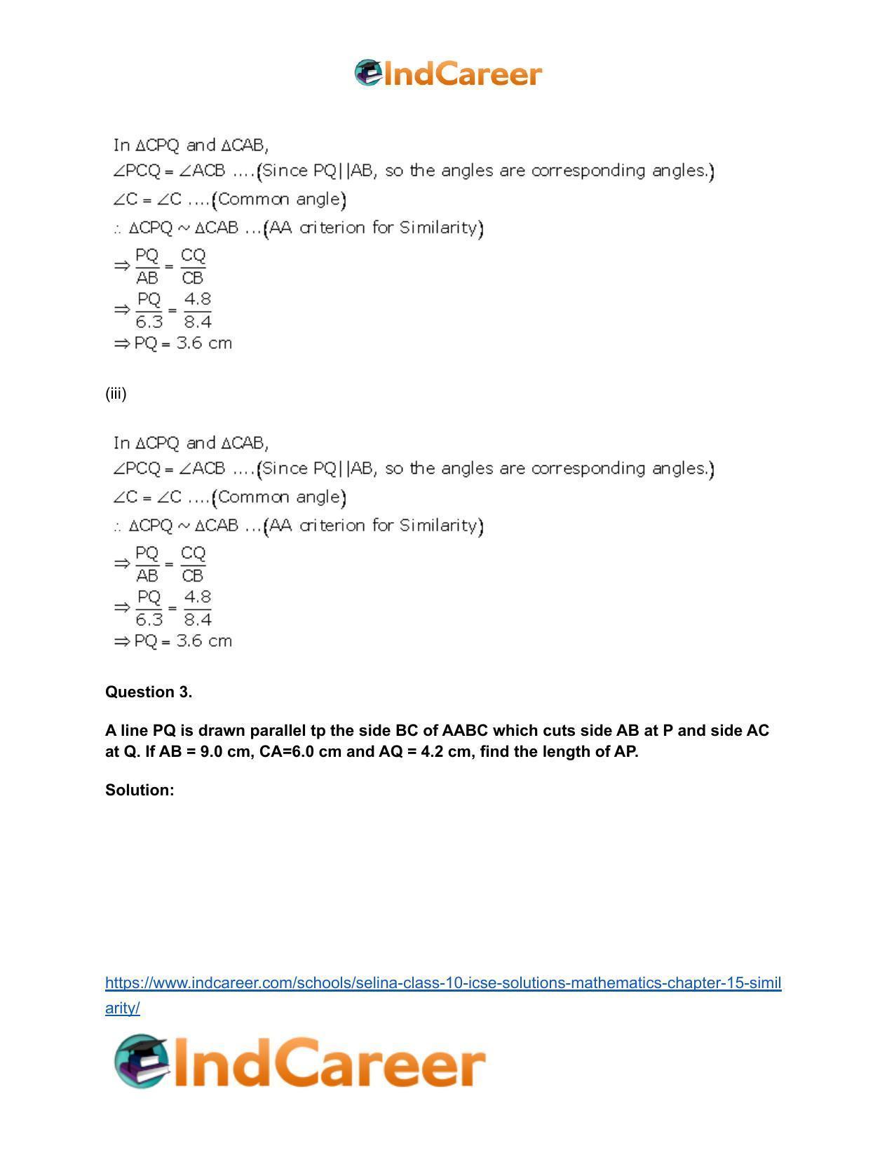 Selina Class 10 ICSE Solutions Mathematics : Chapter 15- Similarity - Page 39