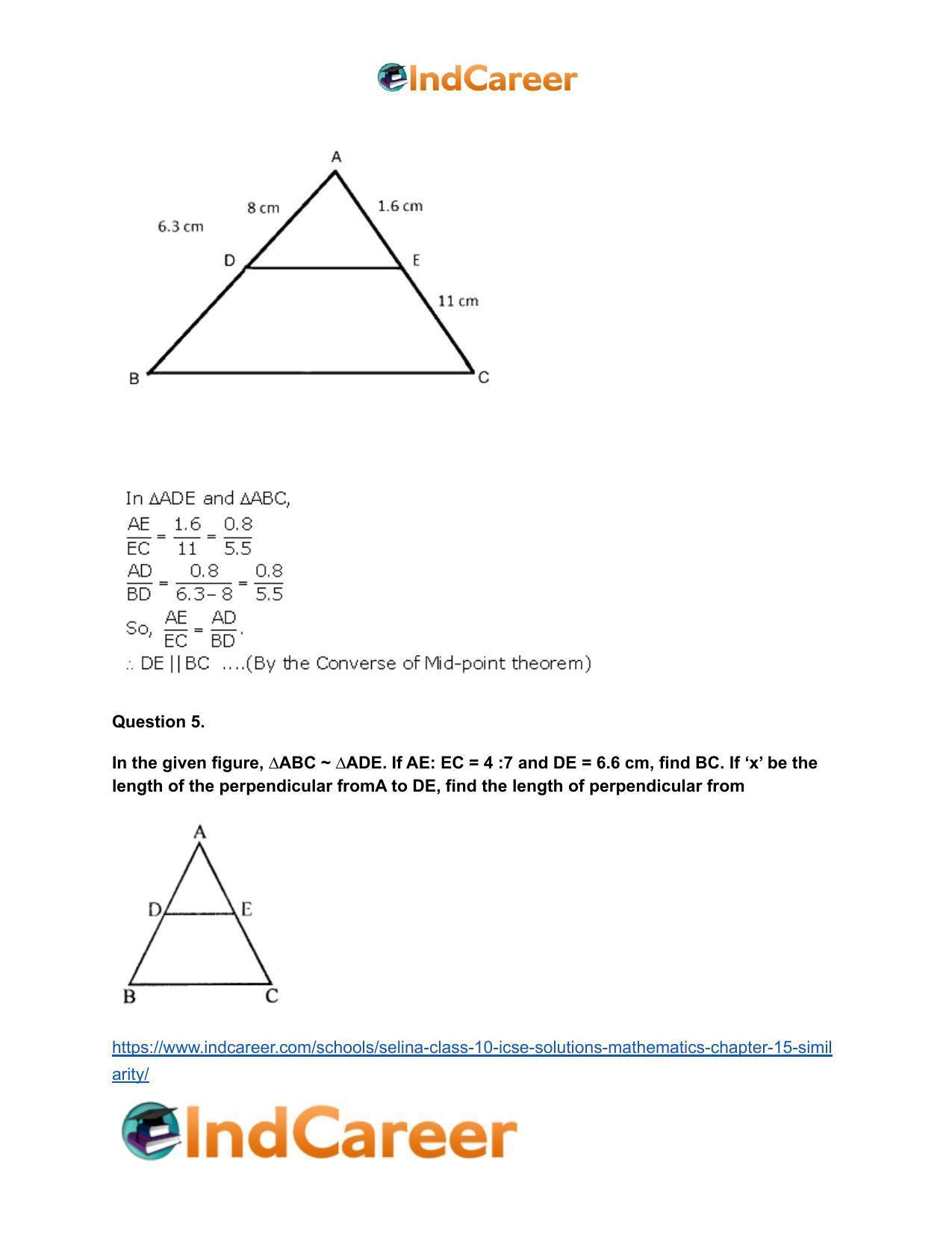 Selina Class 10 ICSE Solutions Mathematics : Chapter 15- Similarity - Page 42