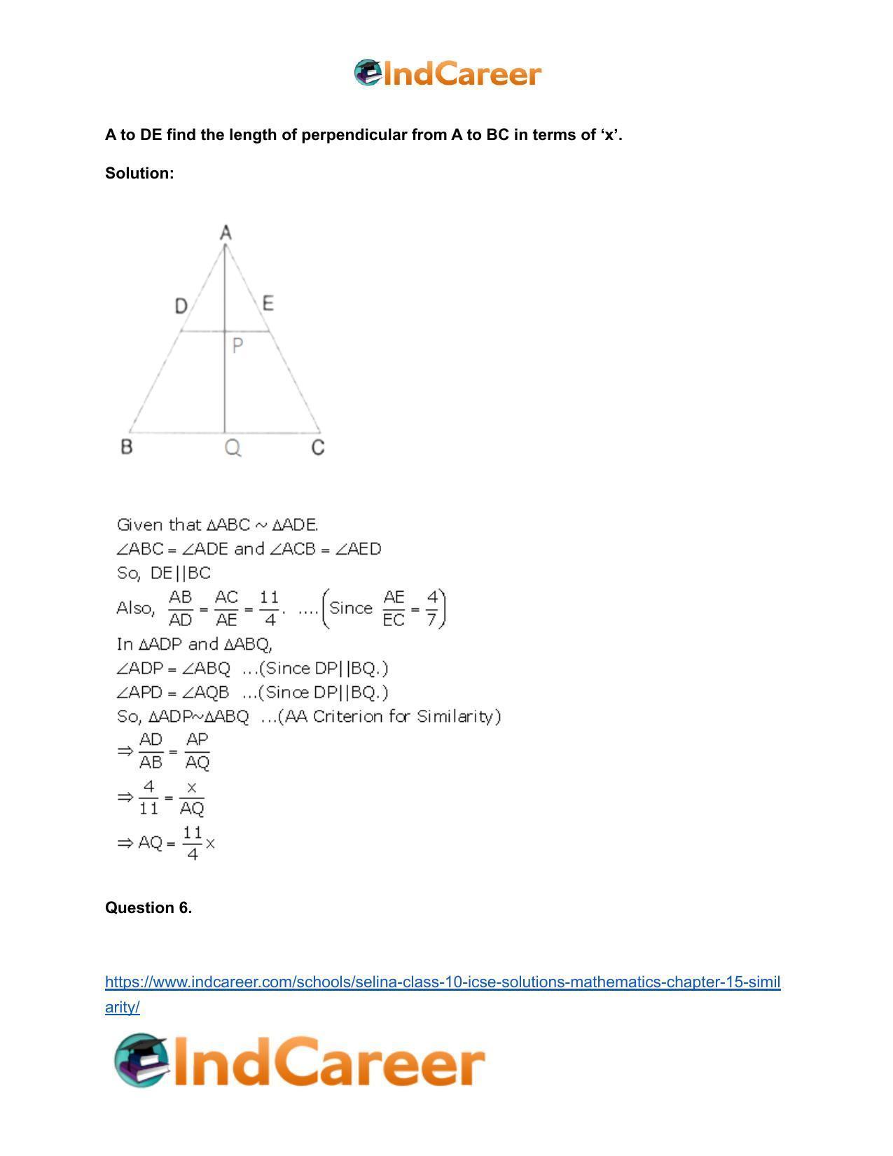 Selina Class 10 ICSE Solutions Mathematics : Chapter 15- Similarity - Page 43