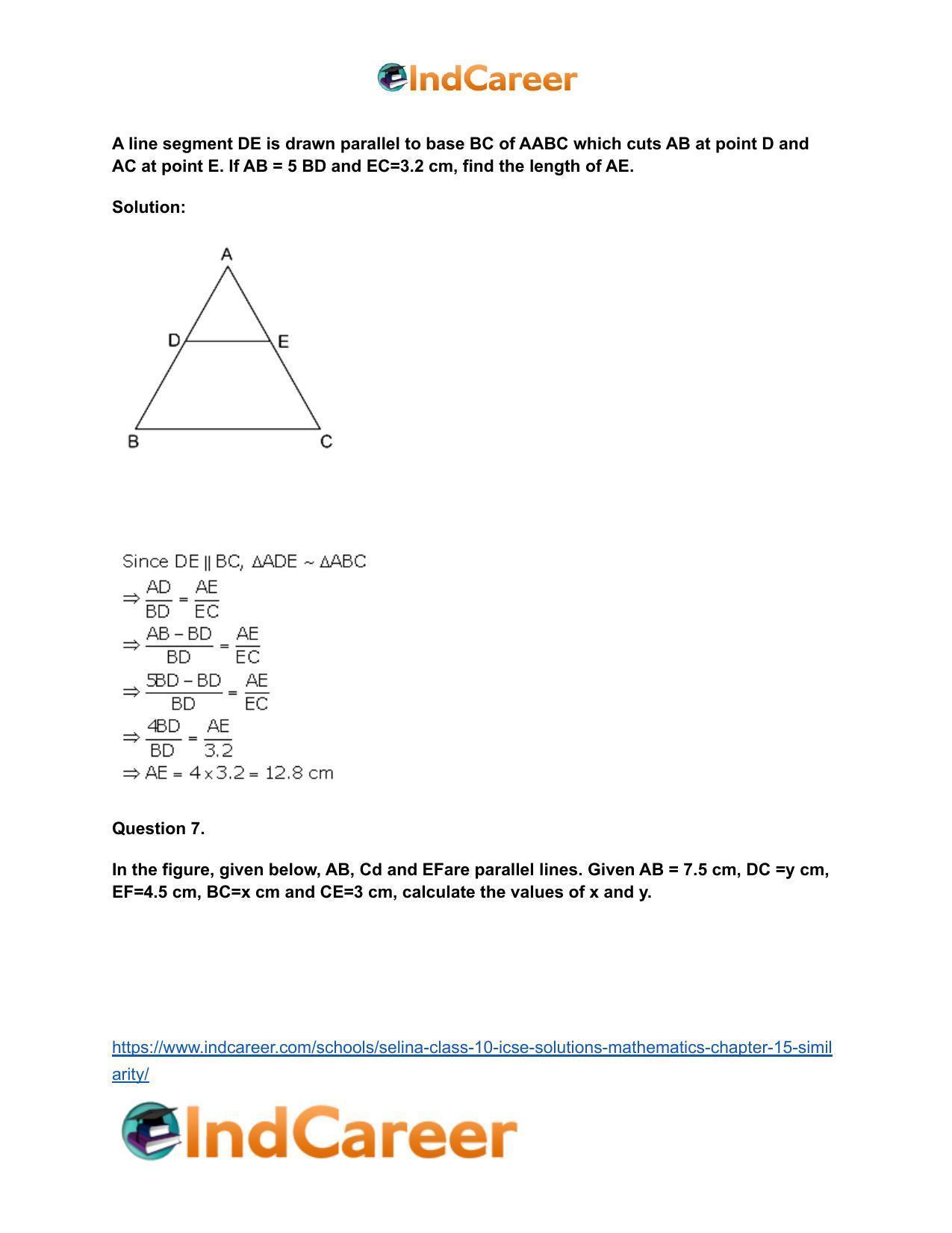 Selina Class 10 ICSE Solutions Mathematics : Chapter 15- Similarity - Page 44