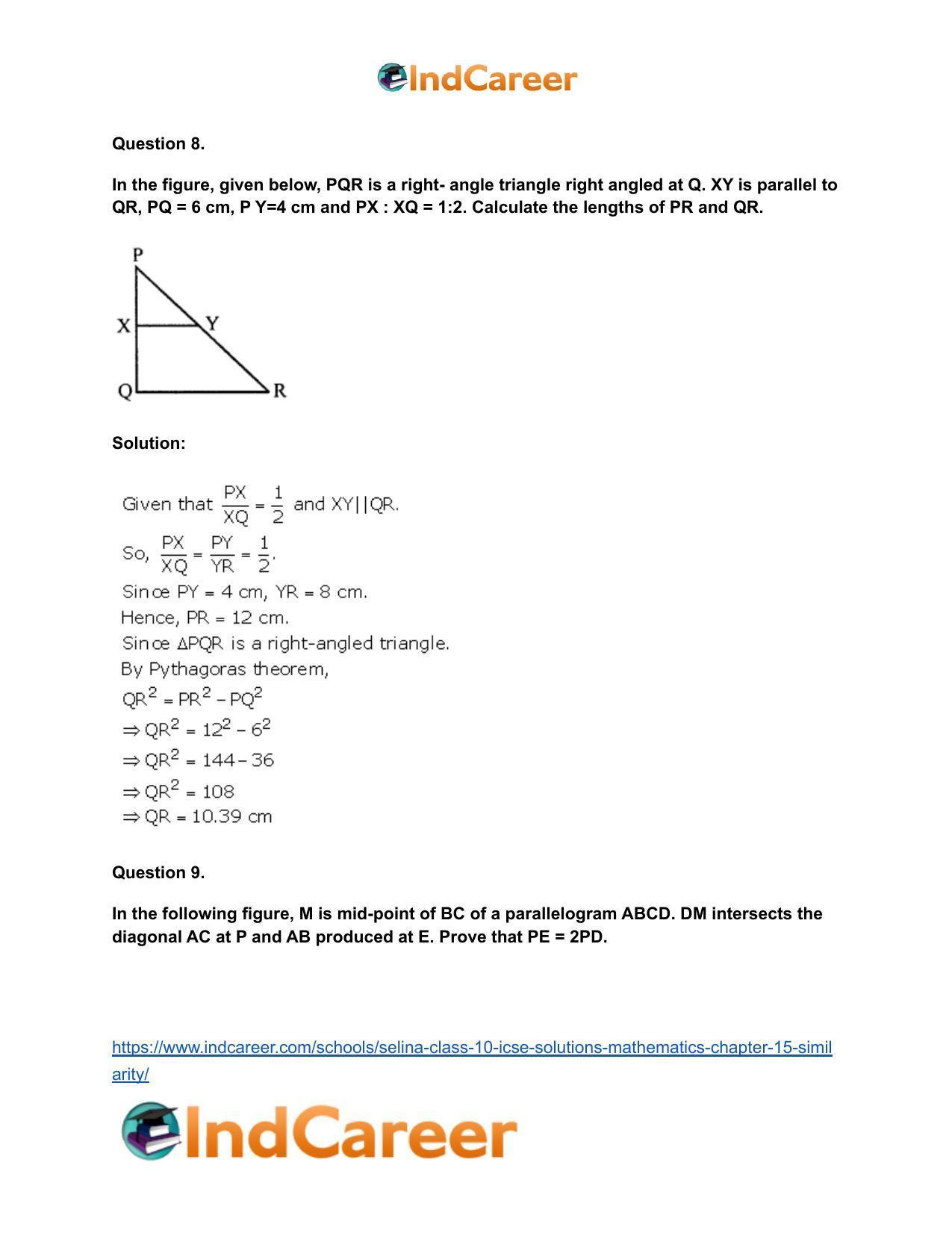 Selina Class 10 ICSE Solutions Mathematics : Chapter 15- Similarity - Page 47