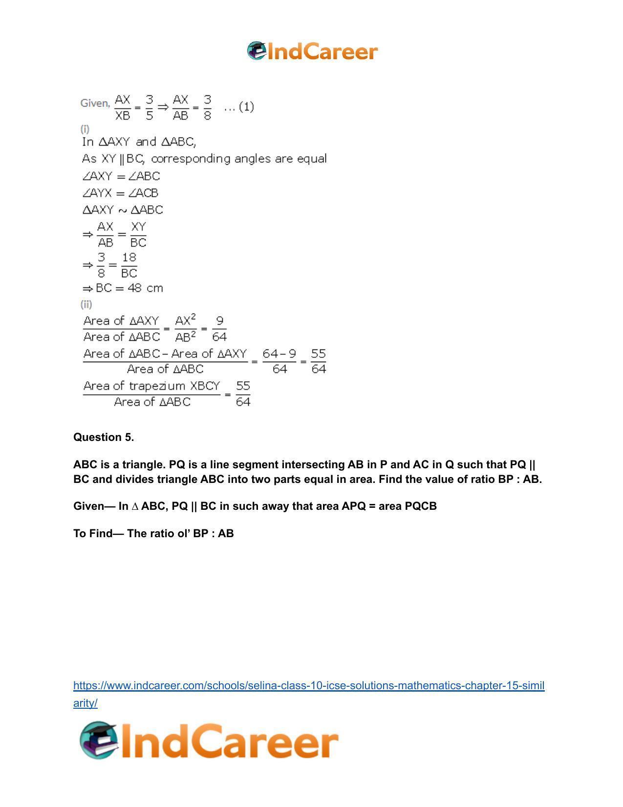 Selina Class 10 ICSE Solutions Mathematics : Chapter 15- Similarity - Page 53