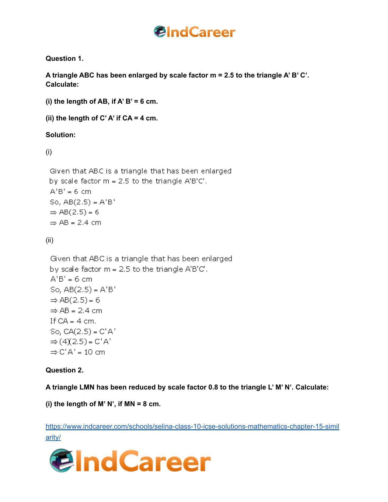 Selina Class 10 ICSE Solutions Mathematics : Chapter 15- Similarity - Page 62