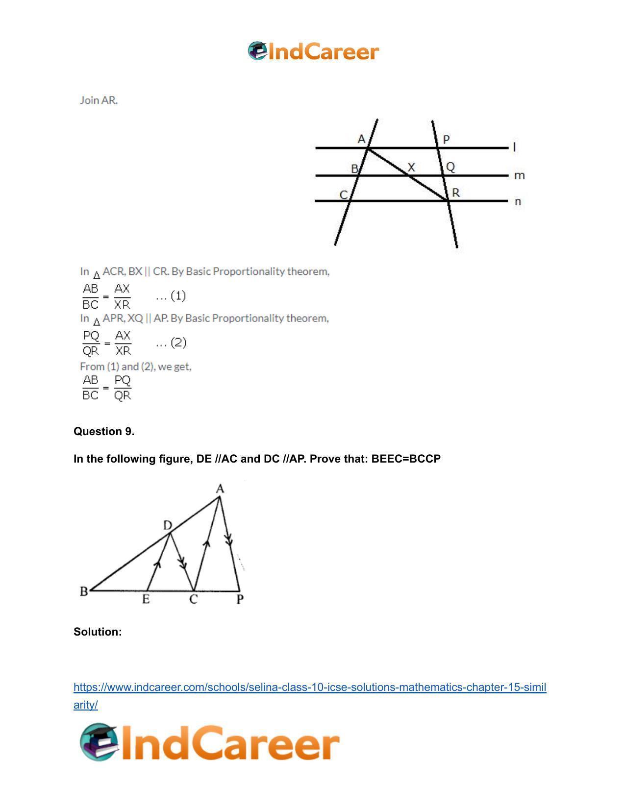 Selina Class 10 ICSE Solutions Mathematics : Chapter 15- Similarity - Page 78