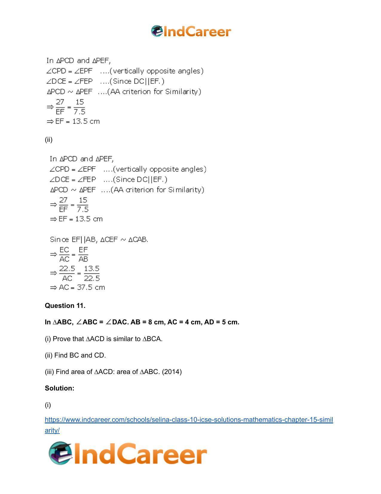 Selina Class 10 ICSE Solutions Mathematics : Chapter 15- Similarity - Page 80