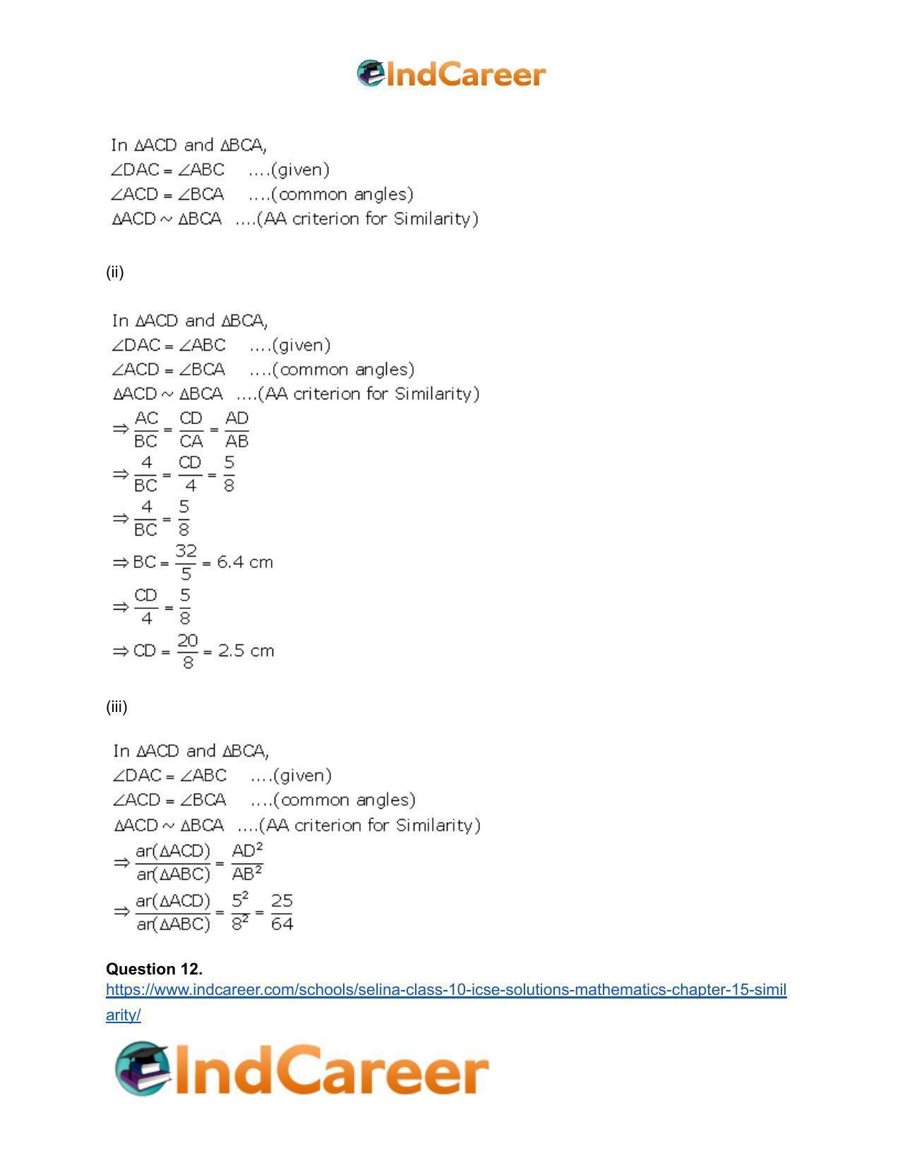 Selina Class 10 ICSE Solutions Mathematics : Chapter 15- Similarity - Page 81
