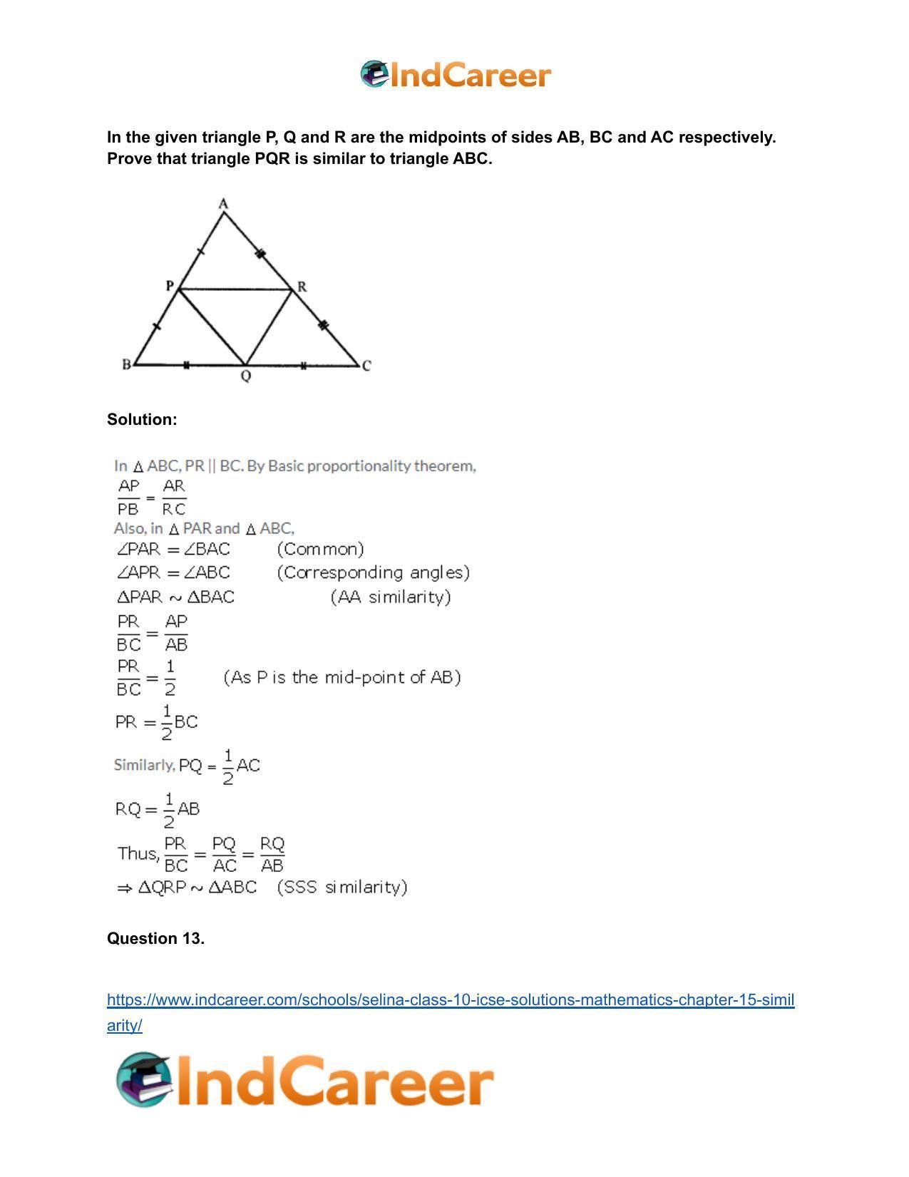 Selina Class 10 ICSE Solutions Mathematics : Chapter 15- Similarity - Page 82