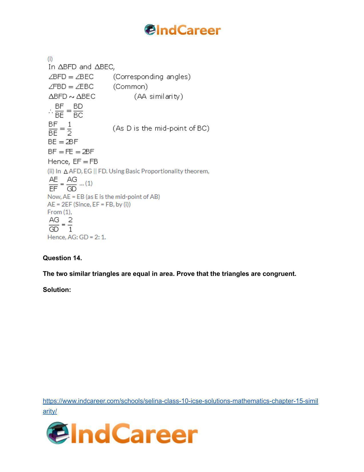 Selina Class 10 ICSE Solutions Mathematics : Chapter 15- Similarity - Page 84