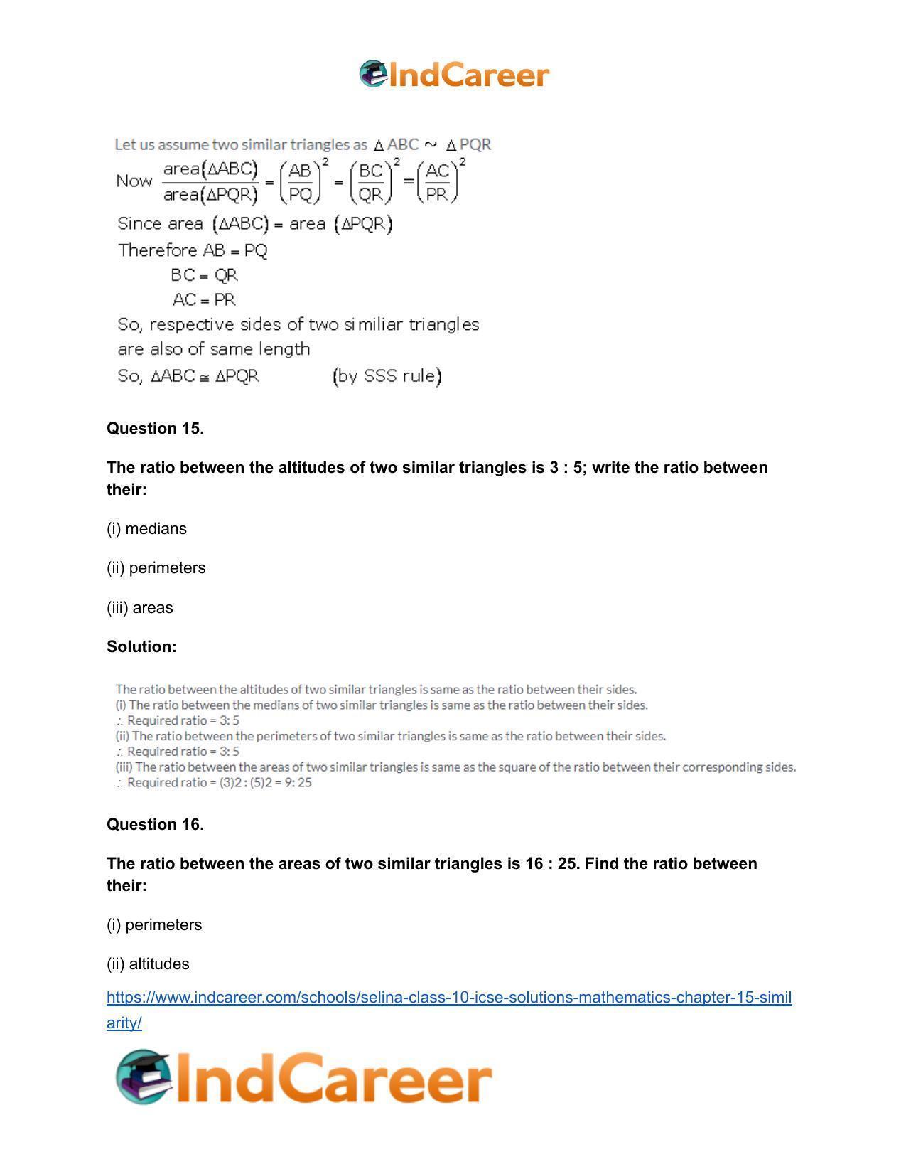 Selina Class 10 ICSE Solutions Mathematics : Chapter 15- Similarity - Page 85