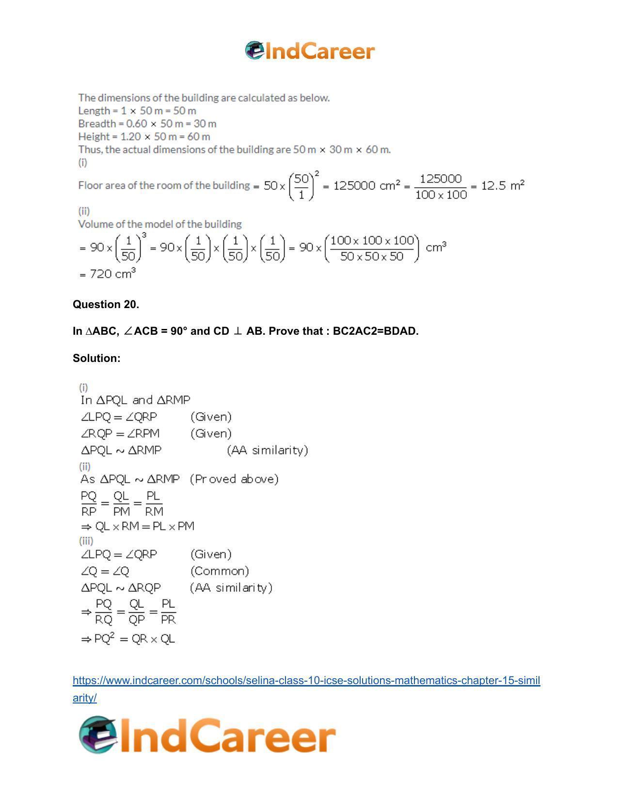 Selina Class 10 ICSE Solutions Mathematics : Chapter 15- Similarity - Page 89