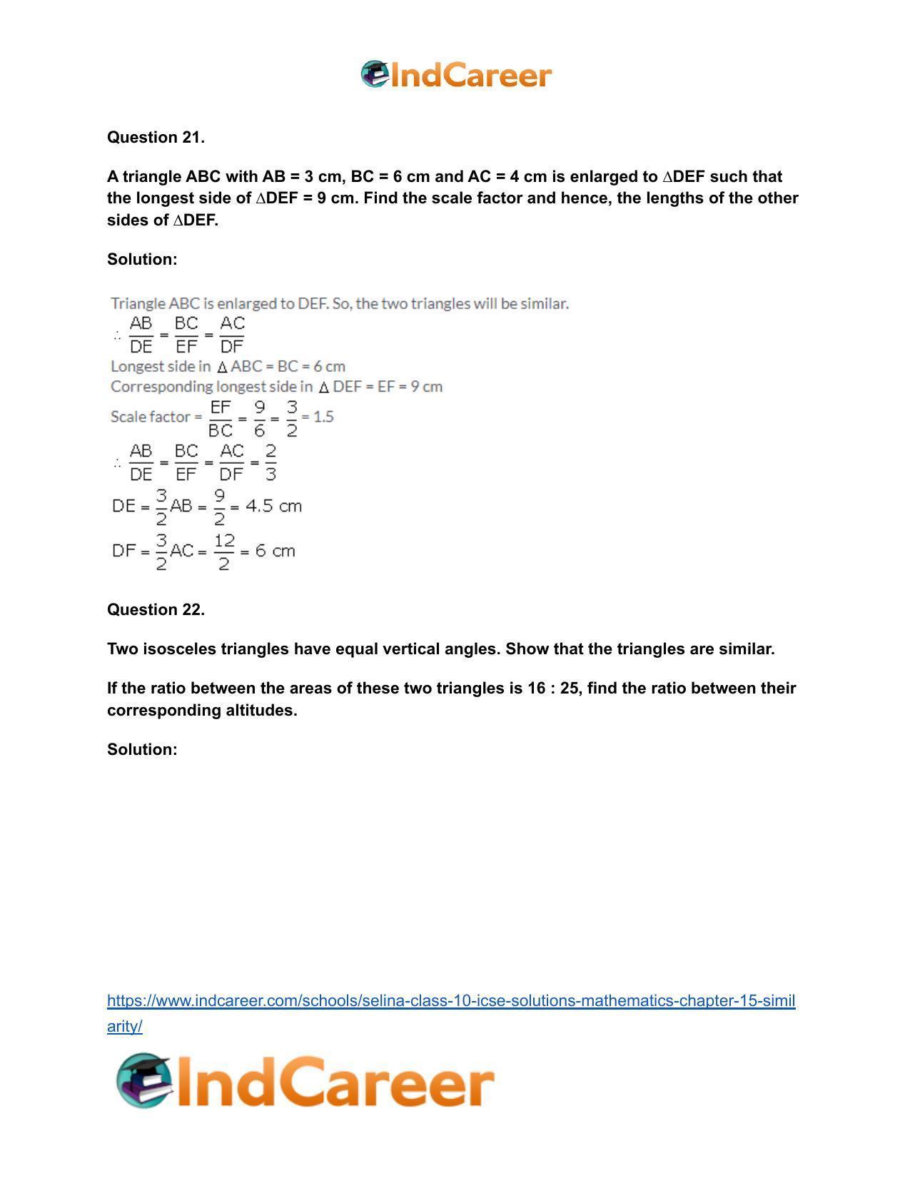 Selina Class 10 ICSE Solutions Mathematics : Chapter 15- Similarity - Page 90