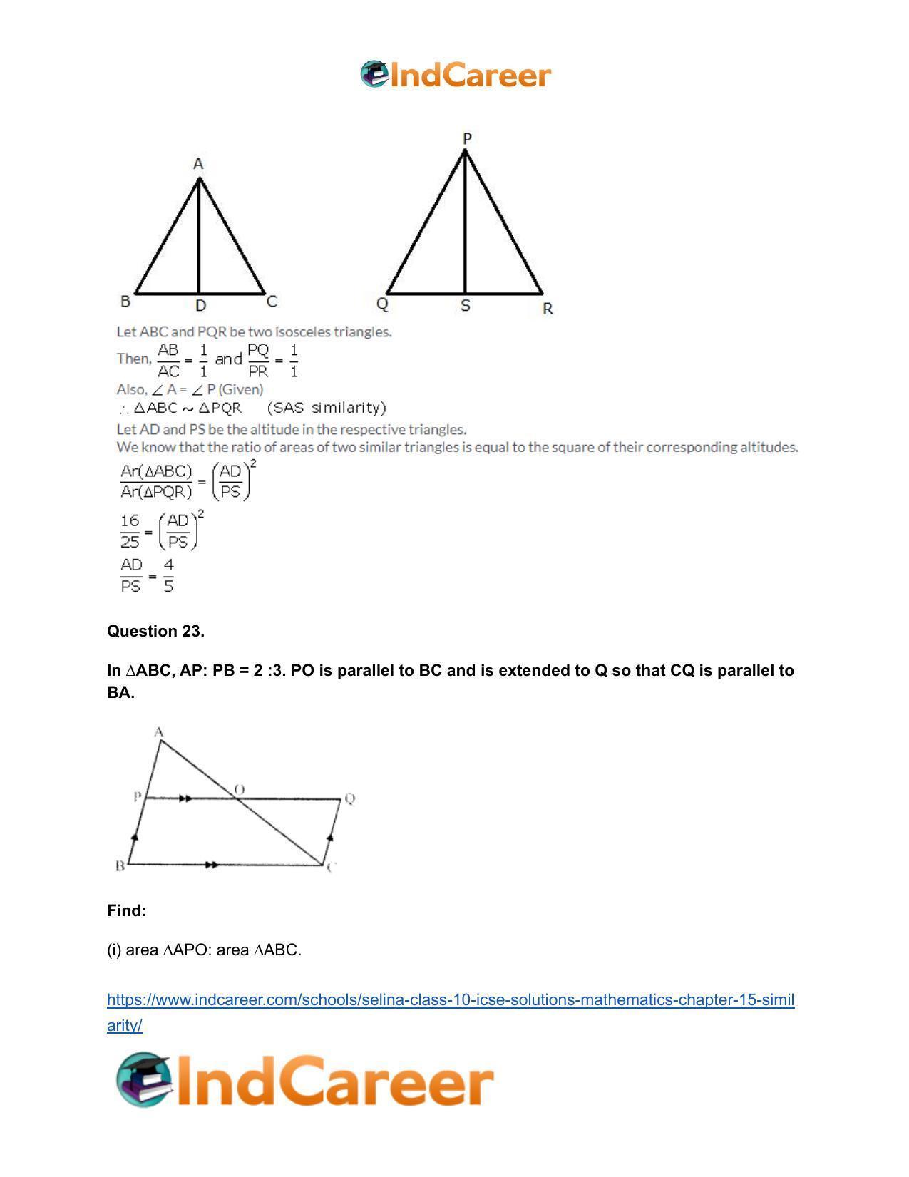 Selina Class 10 ICSE Solutions Mathematics : Chapter 15- Similarity - Page 91