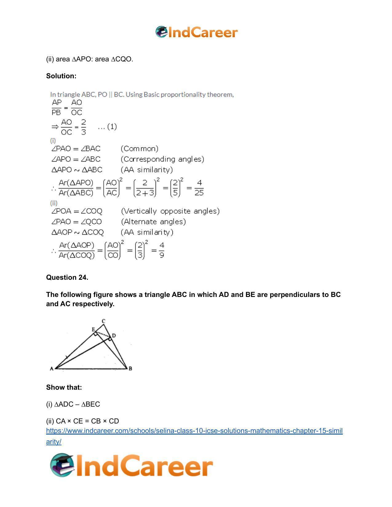 Selina Class 10 ICSE Solutions Mathematics : Chapter 15- Similarity - Page 92