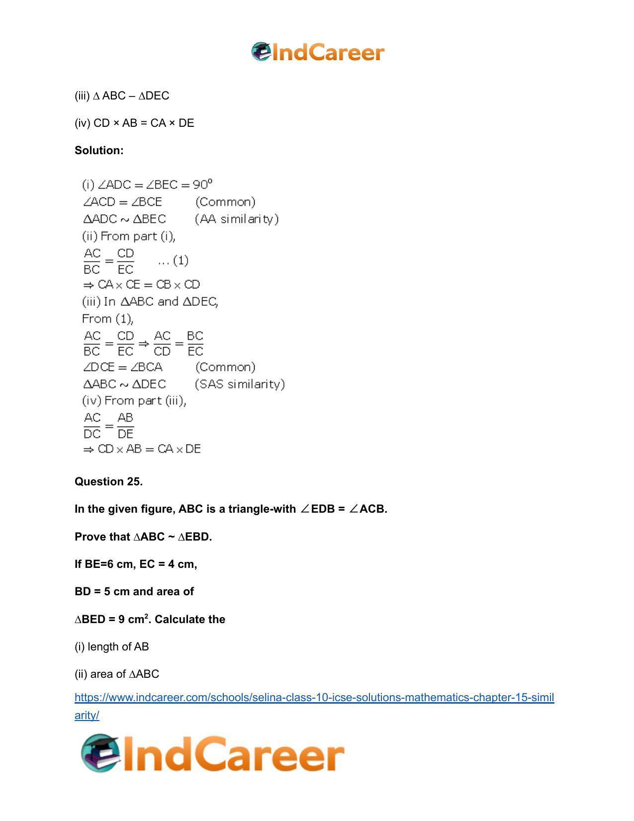 Selina Class 10 ICSE Solutions Mathematics : Chapter 15- Similarity - Page 93