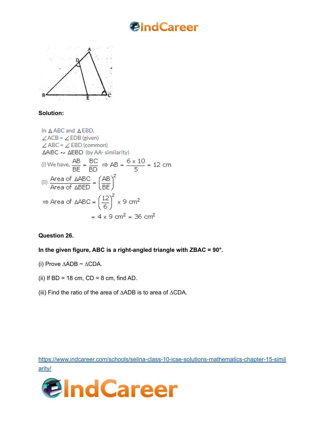 Selina Class 10 ICSE Solutions Mathematics : Chapter 15- Similarity - Page 94