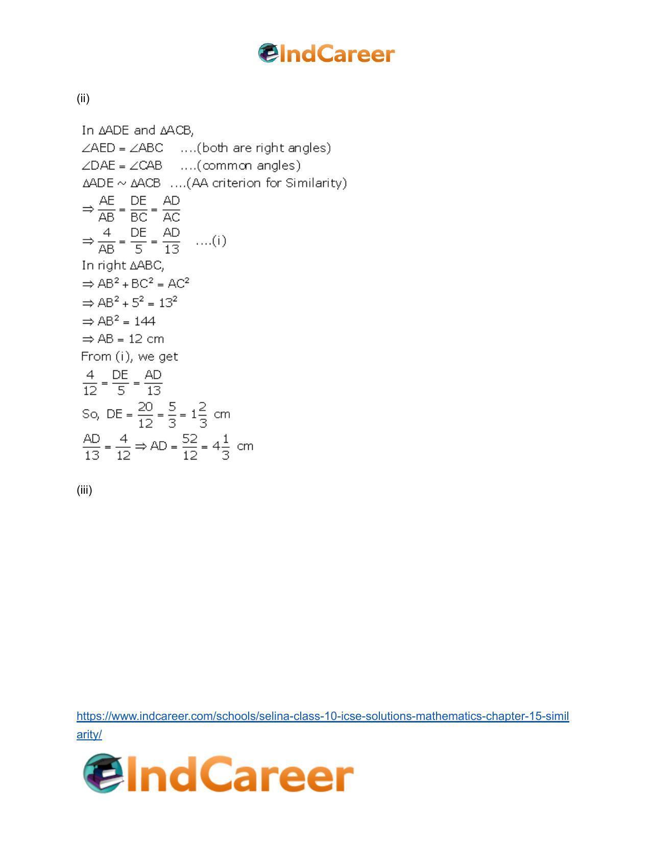 Selina Class 10 ICSE Solutions Mathematics : Chapter 15- Similarity - Page 98