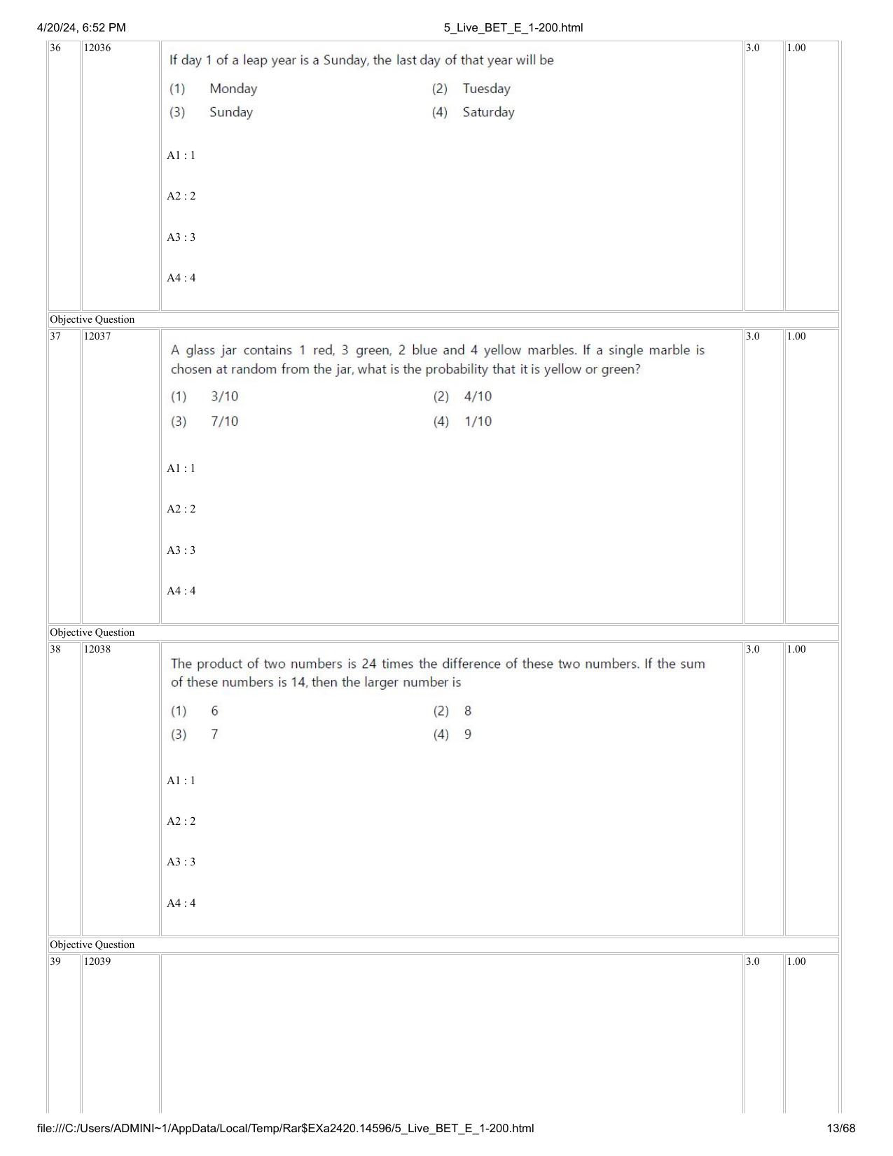 BET 2024 Question Paper - Page 13