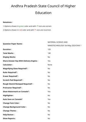 AP RCET 2024 Material Science & NanoTechnology Question Paper