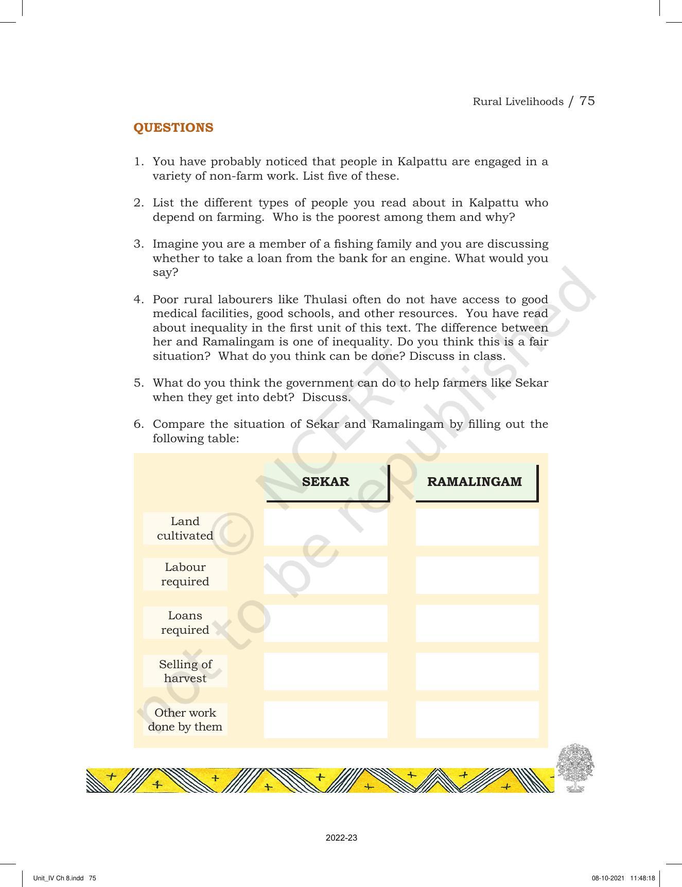 NCERT Book for Class 6 Social Science(Political Science) : Chapter 8-Rural Livelihoods - Page 11