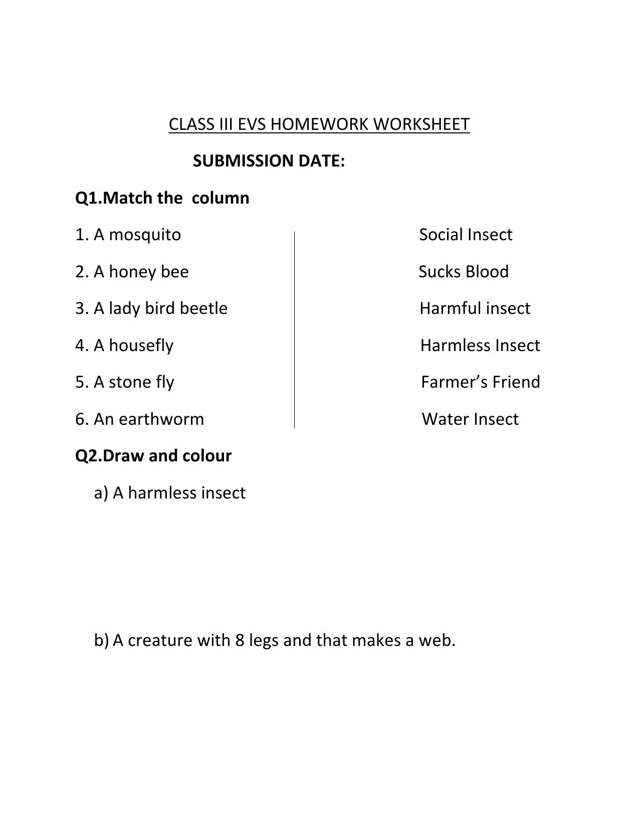 Worksheet for Class 3 EVS Assignment 48 Animals in our Homes - Page 1