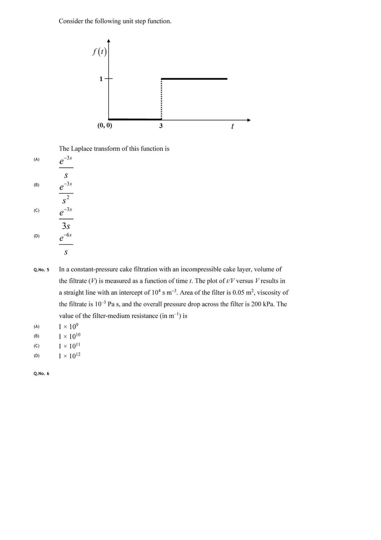 GATE 2020 Chemical Engineering (CH) Question Paper - Page 5