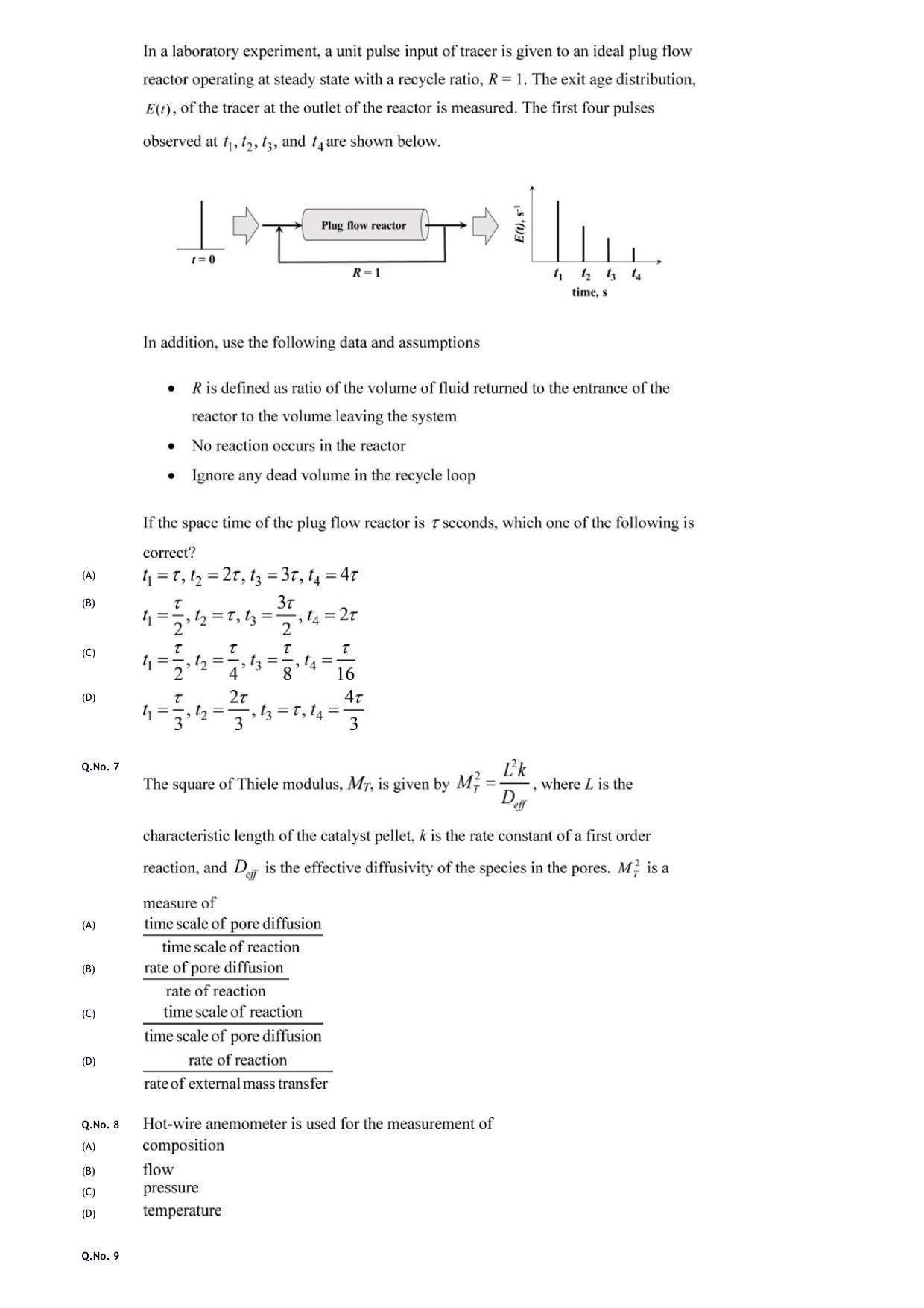 GATE 2020 Chemical Engineering (CH) Question Paper - Page 6