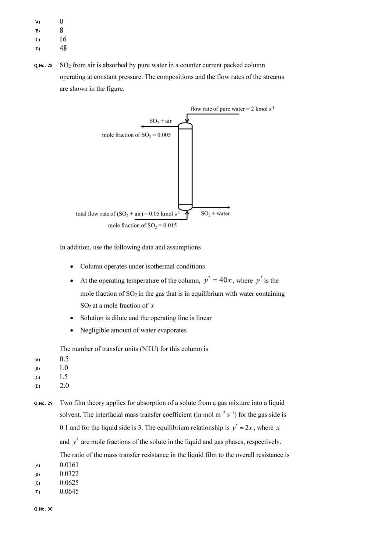 GATE 2020 Chemical Engineering (CH) Question Paper - Page 12