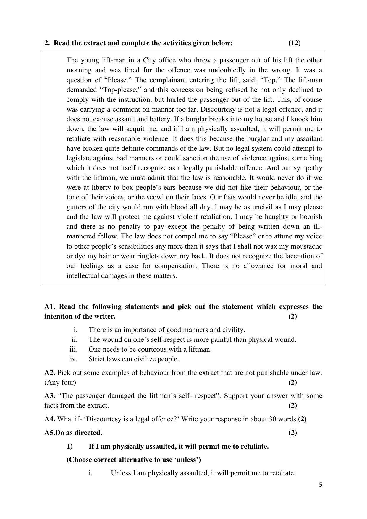 Maharashtra Board Class 12 इंग्रजी : तृतीय भाषा (माध्यम मराठी) 2023 Question Bank - Page 5