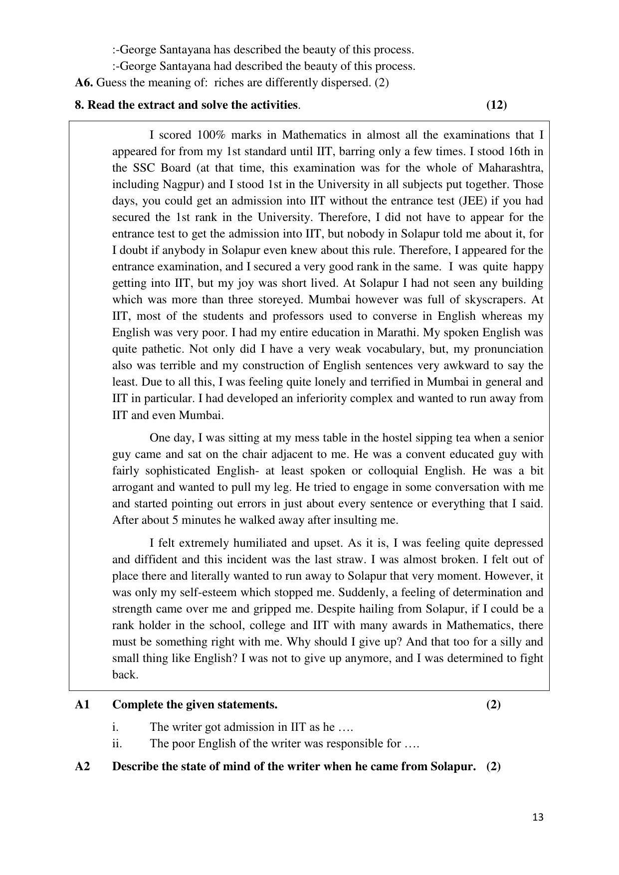 Maharashtra Board Class 12 इंग्रजी : तृतीय भाषा (माध्यम मराठी) 2023 Question Bank - Page 13