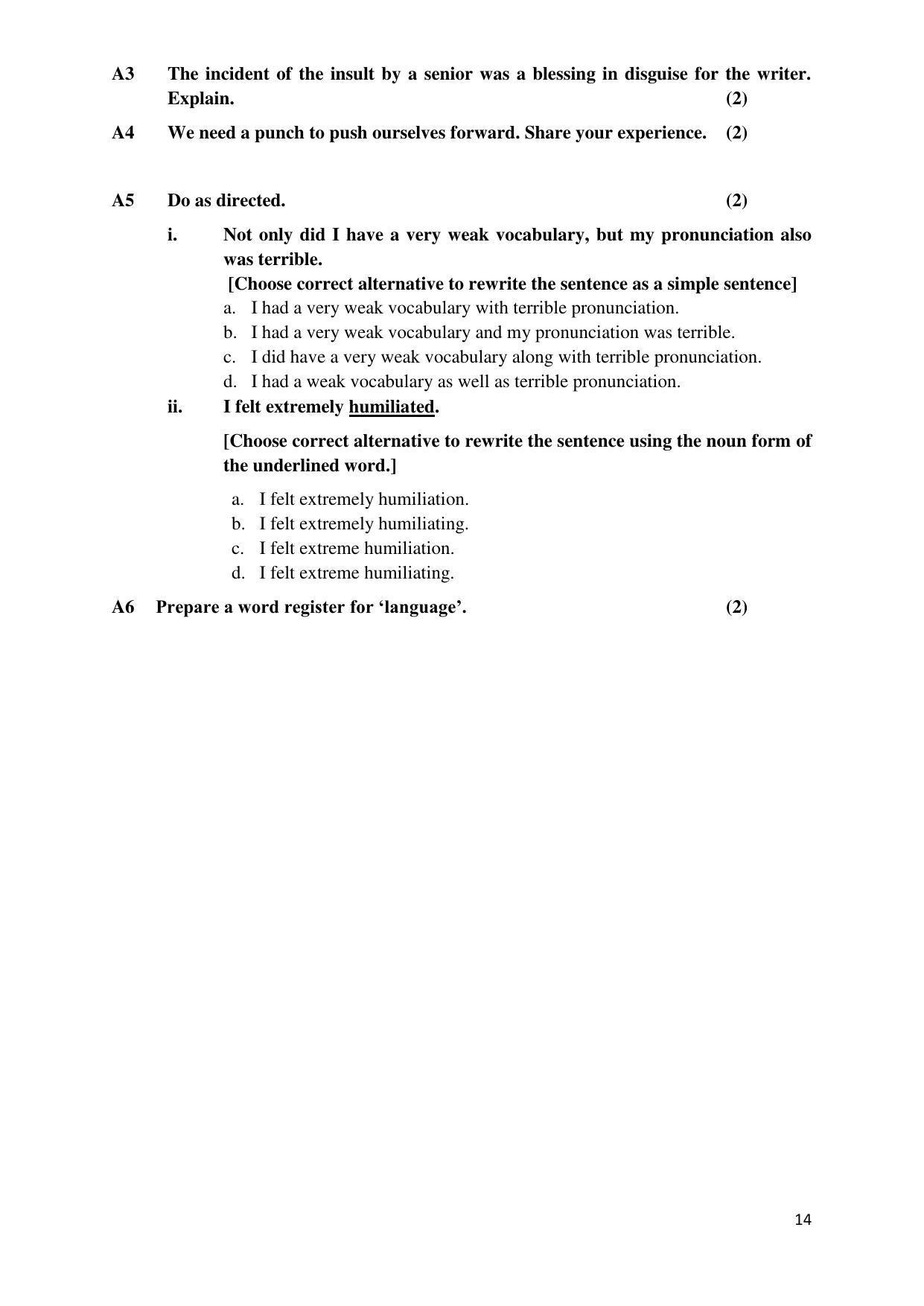Maharashtra Board Class 12 इंग्रजी : तृतीय भाषा (माध्यम मराठी) 2023 Question Bank - Page 14