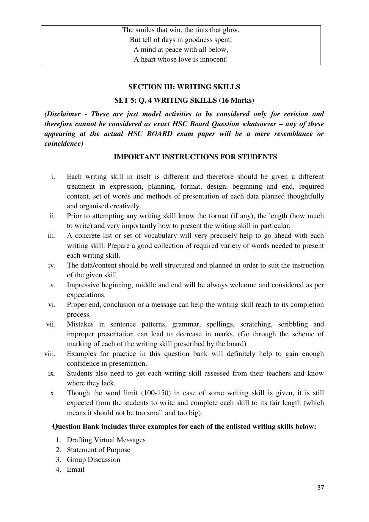 Maharashtra Board Class 12 इंग्रजी : तृतीय भाषा (माध्यम मराठी) 2023 Question Bank - Page 37