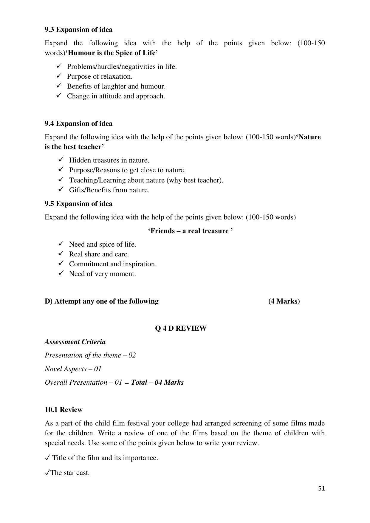Maharashtra Board Class 12 इंग्रजी : तृतीय भाषा (माध्यम मराठी) 2023 Question Bank - Page 51
