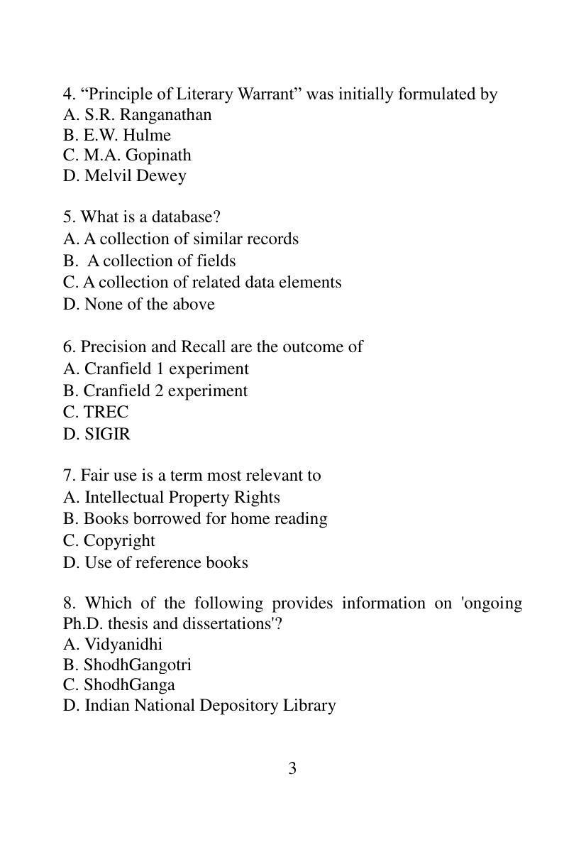 ISI Admission Test JRF in Library and Information Science LIA 2017 Sample Paper - Page 2