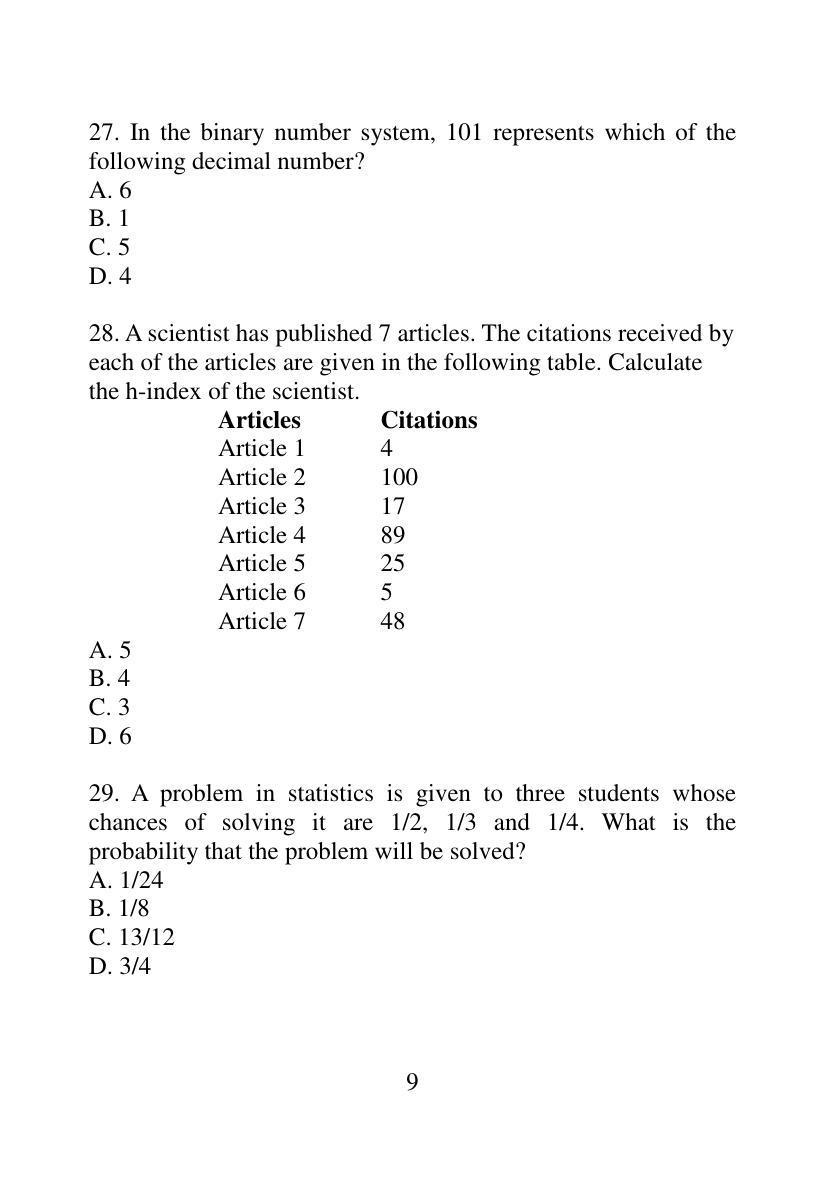 ISI Admission Test JRF in Library and Information Science LIA 2017 Sample Paper - Page 8
