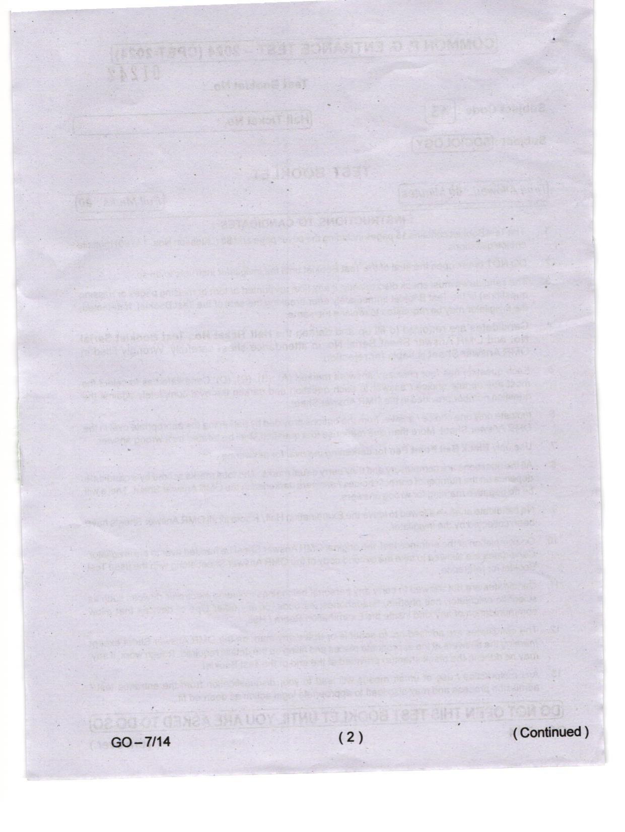 Odisha CPET 2024 SOCIOLOGY Question Papers - Page 2