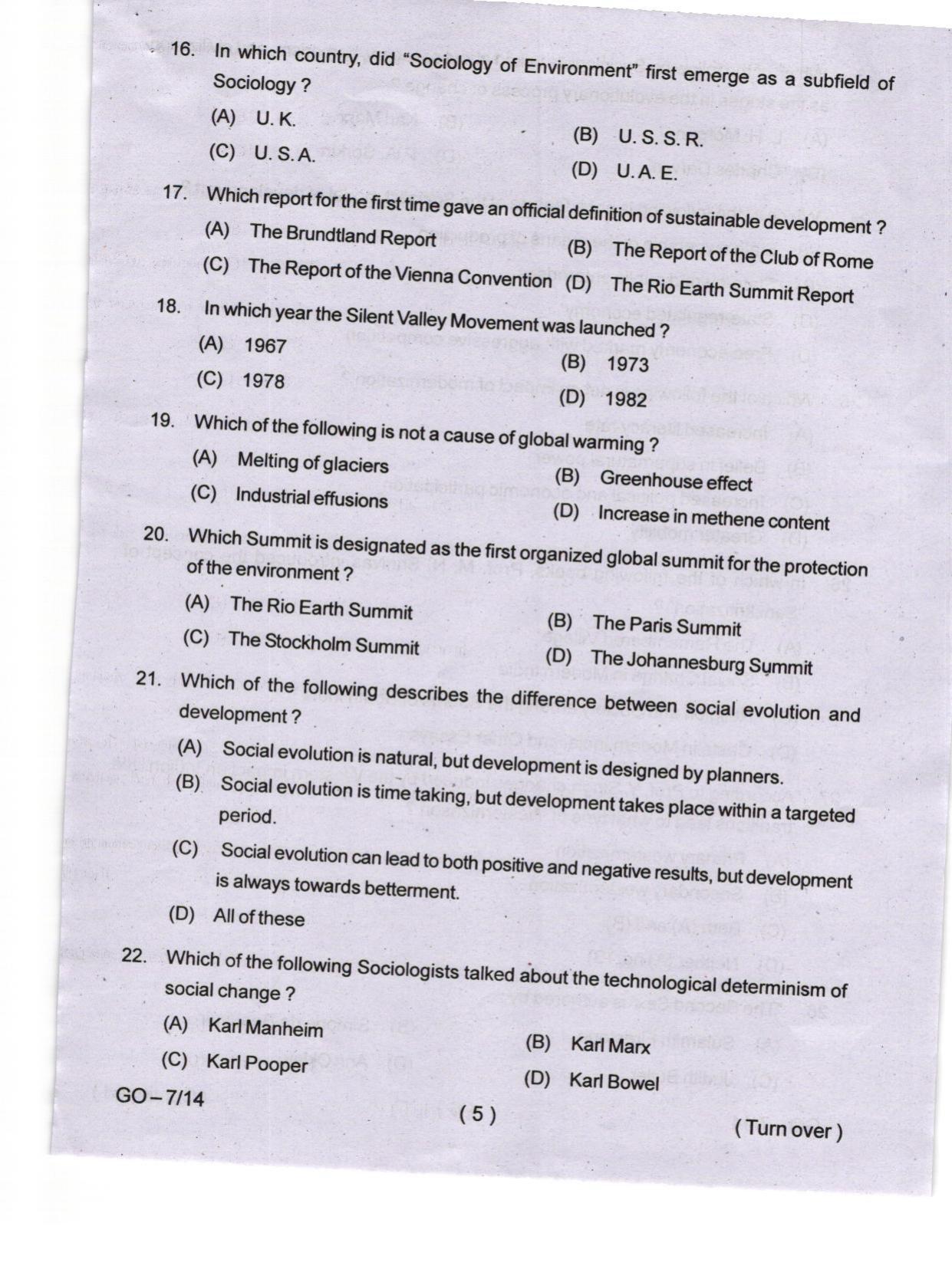 Odisha CPET 2024 SOCIOLOGY Question Papers - Page 5