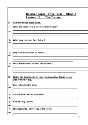 Worksheet for Class 2 English Assignment 72 The Coconut