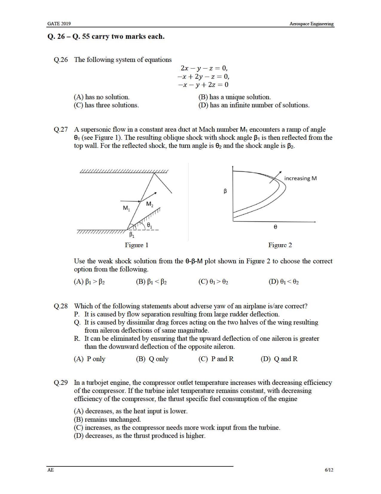 GATE 2019 Aerospace Engineering (AE) Question Paper - Page 9