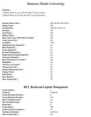 BHU RET Retail and Logistic Management 2021 Question Paper