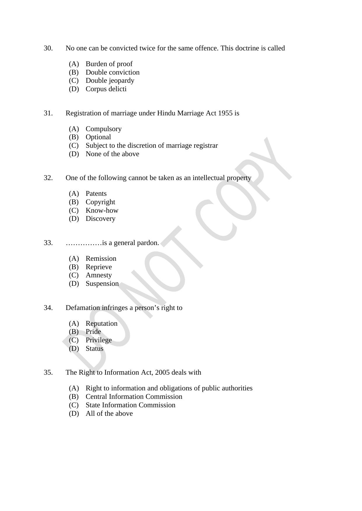 CUSAT CAT 2021 3 Year LLB Question Paper - Page 6