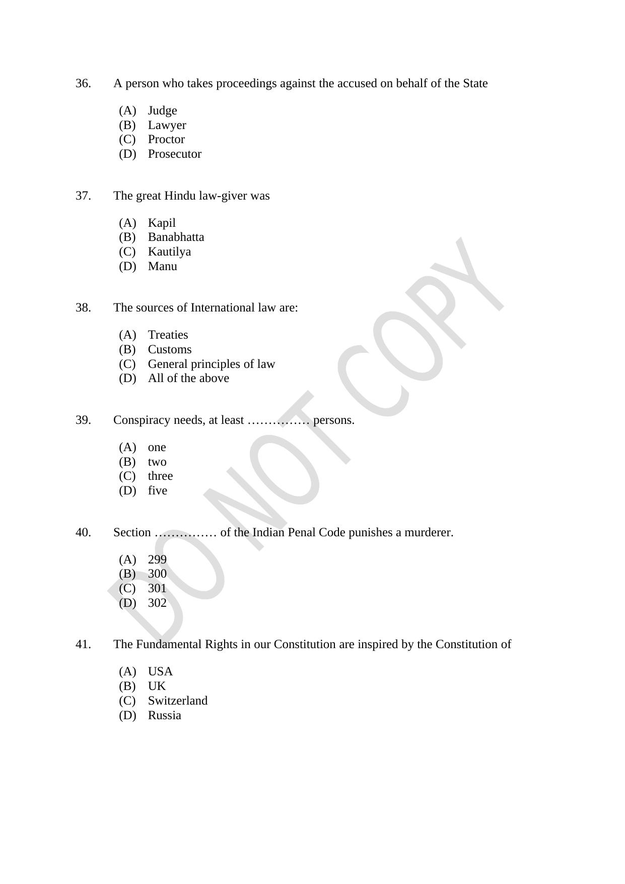 CUSAT CAT 2021 3 Year LLB Question Paper - Page 7