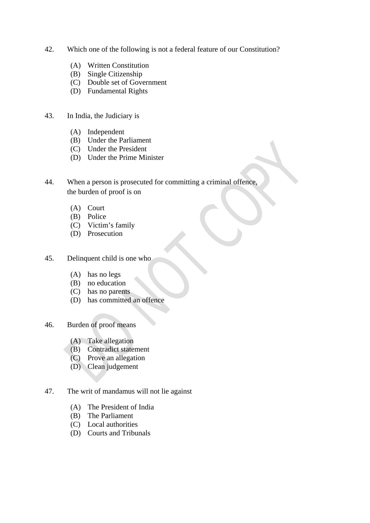 CUSAT CAT 2021 3 Year LLB Question Paper - Page 8