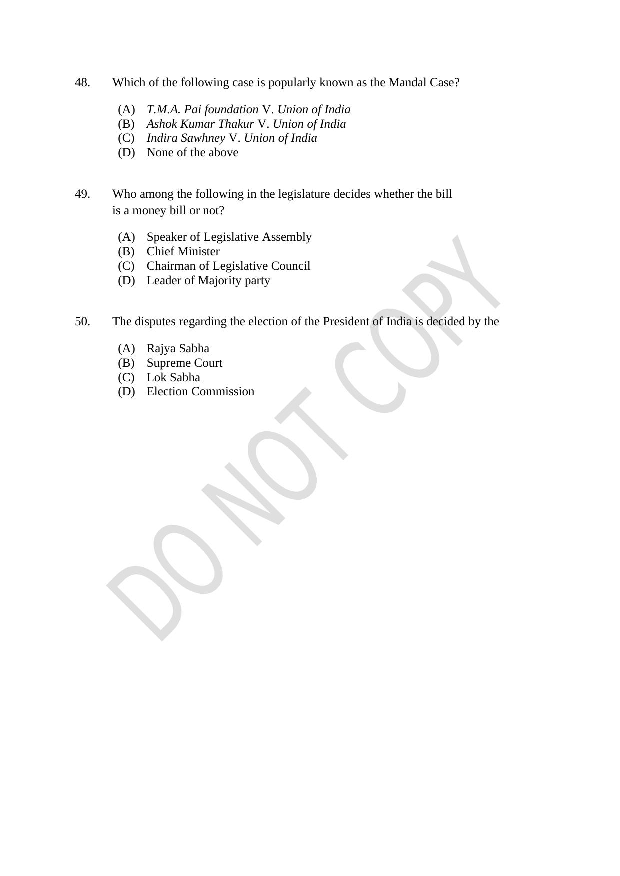 CUSAT CAT 2021 3 Year LLB Question Paper - Page 9