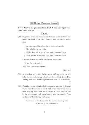 ISI Admission Test M.Tech (CS) PCB 2022 Sample Paper