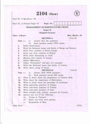 AP Inter 2nd Year Management of Horticulture Crops-II (new) March-2020-Vocational Question Paper